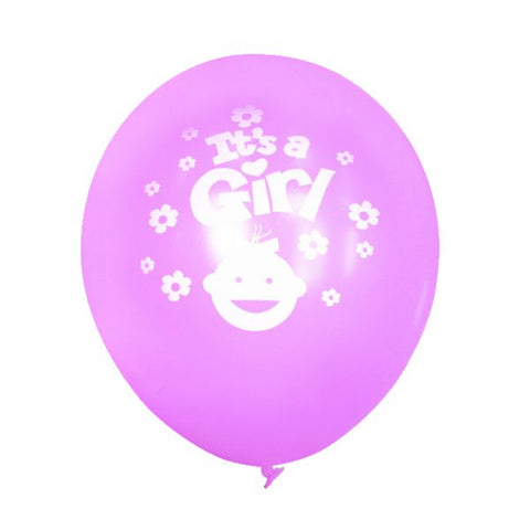 [8 Pack] 12" It's a Girl Latex Balloons