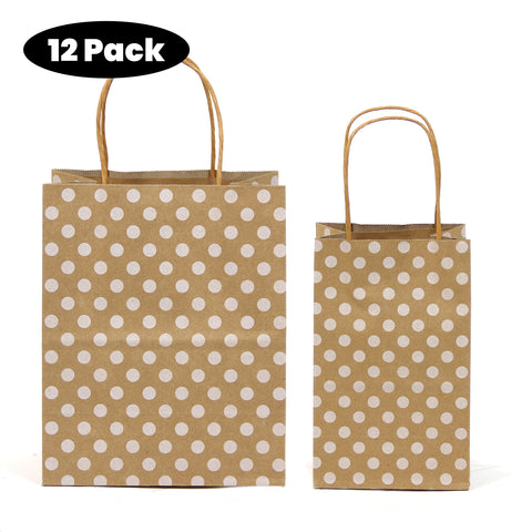 Brown Polka Dot, Kraft Bags, Gift Bags, Paper Bags, Reusable Bags, Favor Bags, Wedding Favor Bags - Gift Expressions