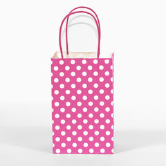 Small Hot Pink Polka Dot, Kraft Bags, Gift Bags, Paper Bags, Reusable Bags, Favor Bags, Wedding Favor Bags - Gift Expressions