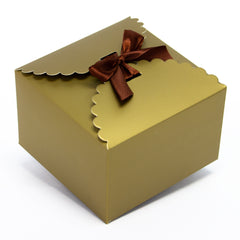gold gift boxes, flower edge gift boxes, large favor gift boxes, scallop edge gift boxes, favor boxes, gift boxes, holiday gift boxes with ribbons, metallic gold premium gift boxes, christmas gift boxes, holiday favor gift boxes, teacher's appreciation week gift boxes, gift boxes in bulk | Gift Expressions