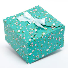dusty mint floral gift boxes, flower edge gift boxes, large favor gift boxes, scallop edge gift boxes, favor boxes, gift boxes, pastel gift boxes with ribbons, floral pattern gift boxes, baby shower favor gift boxes, wedding favor gift boxes, teacher's appreciation week gift boxes, gift boxes in bulk | Gift Expressions