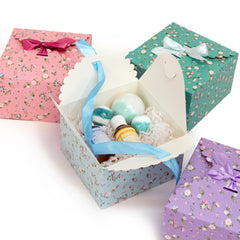 flower edge gift boxes, large favor gift boxes, scallop edge gift boxes, favor boxes, gift boxes, pastel gift boxes with ribbons, floral pattern gift boxes, baby shower favor gift boxes, wedding favor gift boxes, teacher's appreciation week gift boxes, gift boxes in bulk | Gift Expressions