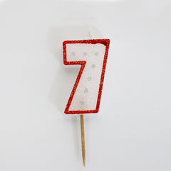 RED BORDER WITH GLITTER NUMERAL CANDLES