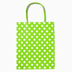 Lime Green Polka Dot, Kraft Bags, Gift Bags, Paper Bags, Reusable Bags, Favor Bags, Wedding Favor Bags - Gift Expressions